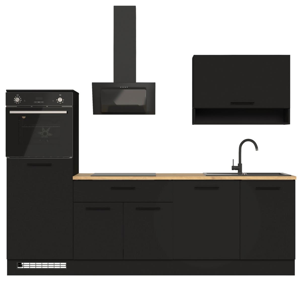 Küchenblock Berlin Schwarz/eiche Dekor B: 260 Cm - Schwarz/Eiche Artisan, Design, Holzwerkstoff (260cm) - MID.YOU