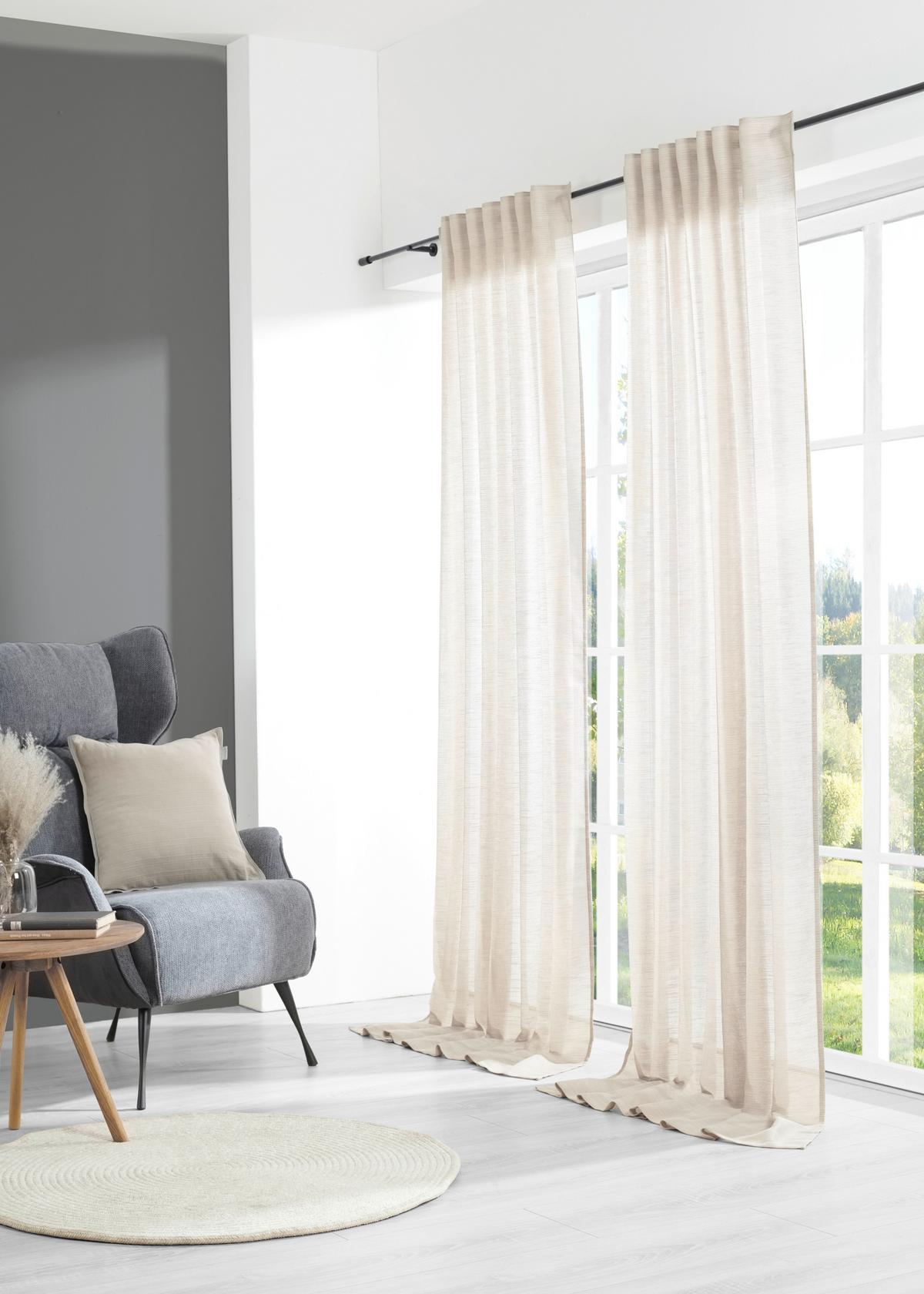 HOTOVÝ ZÁVES Eva, 140/255cm, béžová - béžová, Romantik / Landhaus, textil (140/255cm) - Premium Living