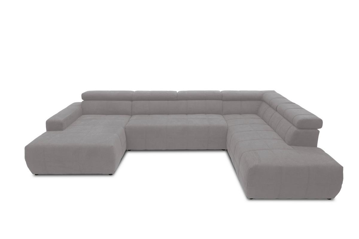 Wohnlandschaft Brandon Kopfteilverstellung Silber - Silberfarben/Schwarz, Design, Textil (175/359/228cm) - MID.YOU