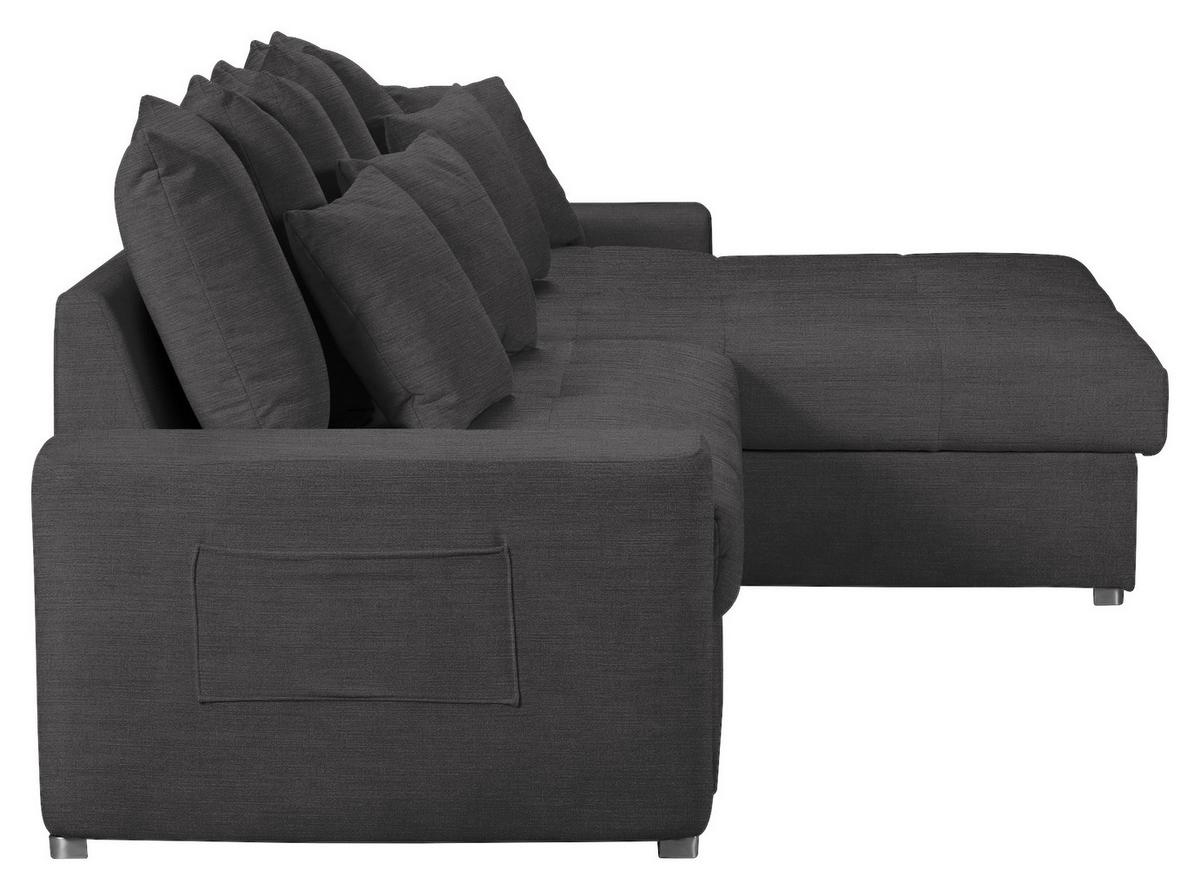 Ecksofa mit Schlaffunktion Salvador + Bettkasten Schwarz - Wengefarben/Silberfarben, MODERN, Holz/Textil (293/164cm) - MID.YOU