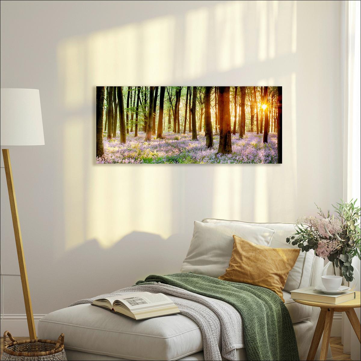 Wandbild Veilchen Wald Multicolor 117x49 cm - Lila/Naturfarben, MODERN, Holzwerkstoff (117/49/1,9cm)