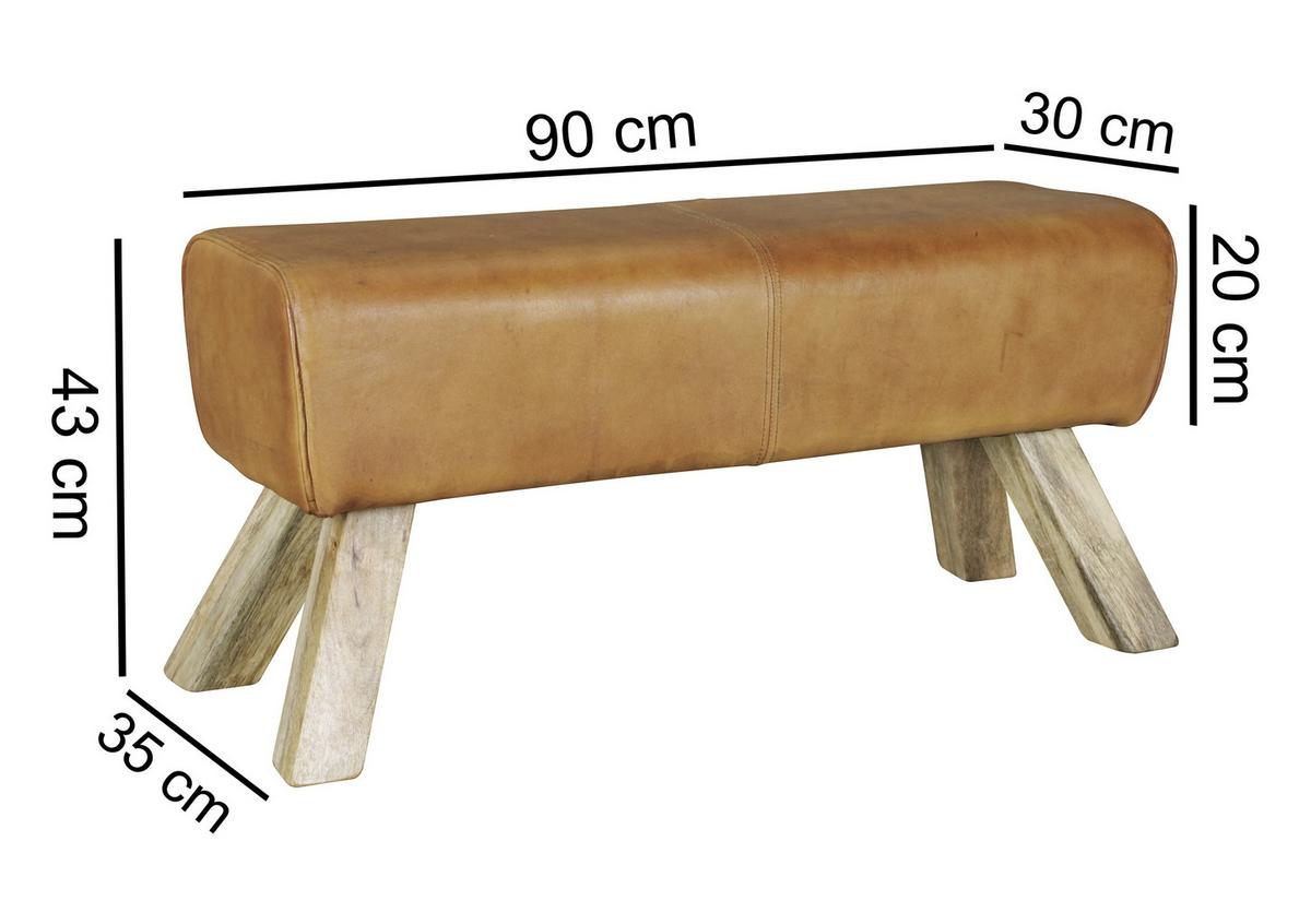 Hocker Wl5.105 Leder Braun Sitz Gepolstert  H: 43 cm - Braun, Natur, Leder (90/43/30cm) - MID.YOU