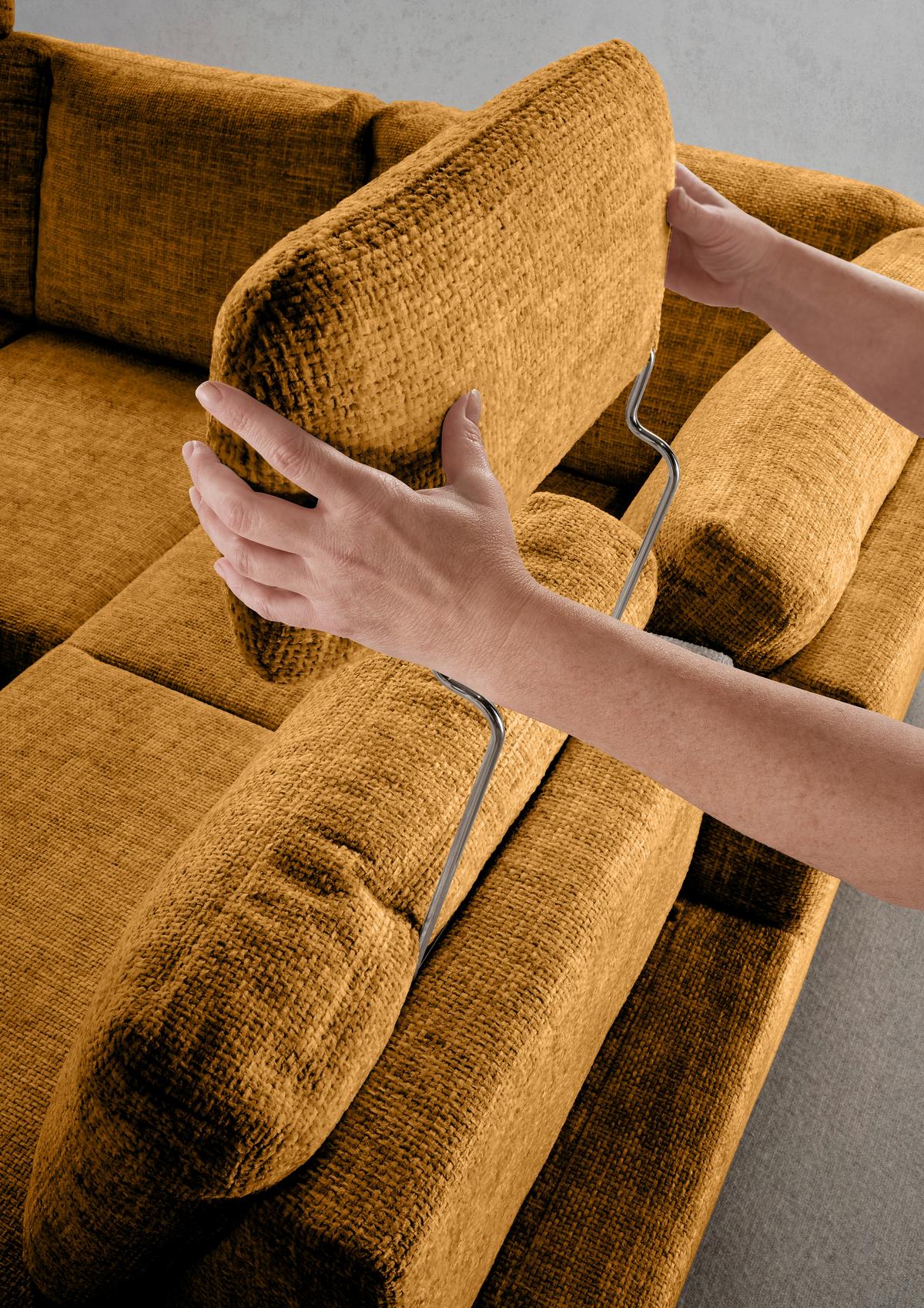 Eckschlafsofa Positano Goldfarben S: 265x206 Cm - Wildeiche/Goldfarben, MODERN, Textil (265/206cm) - Livetastic