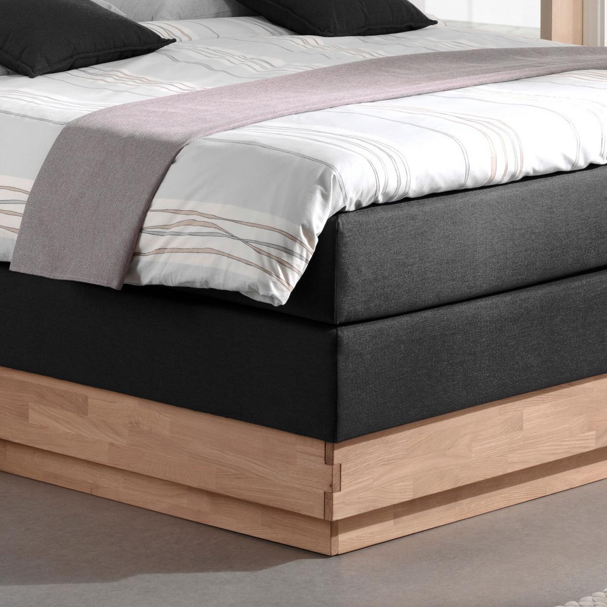 Boxspringbett Mit Topper & Bettkasten 160x200 Moneta - Eichefarben/Dunkelgrau, MODERN, Holz/Textil (160/200cm) - MID.YOU