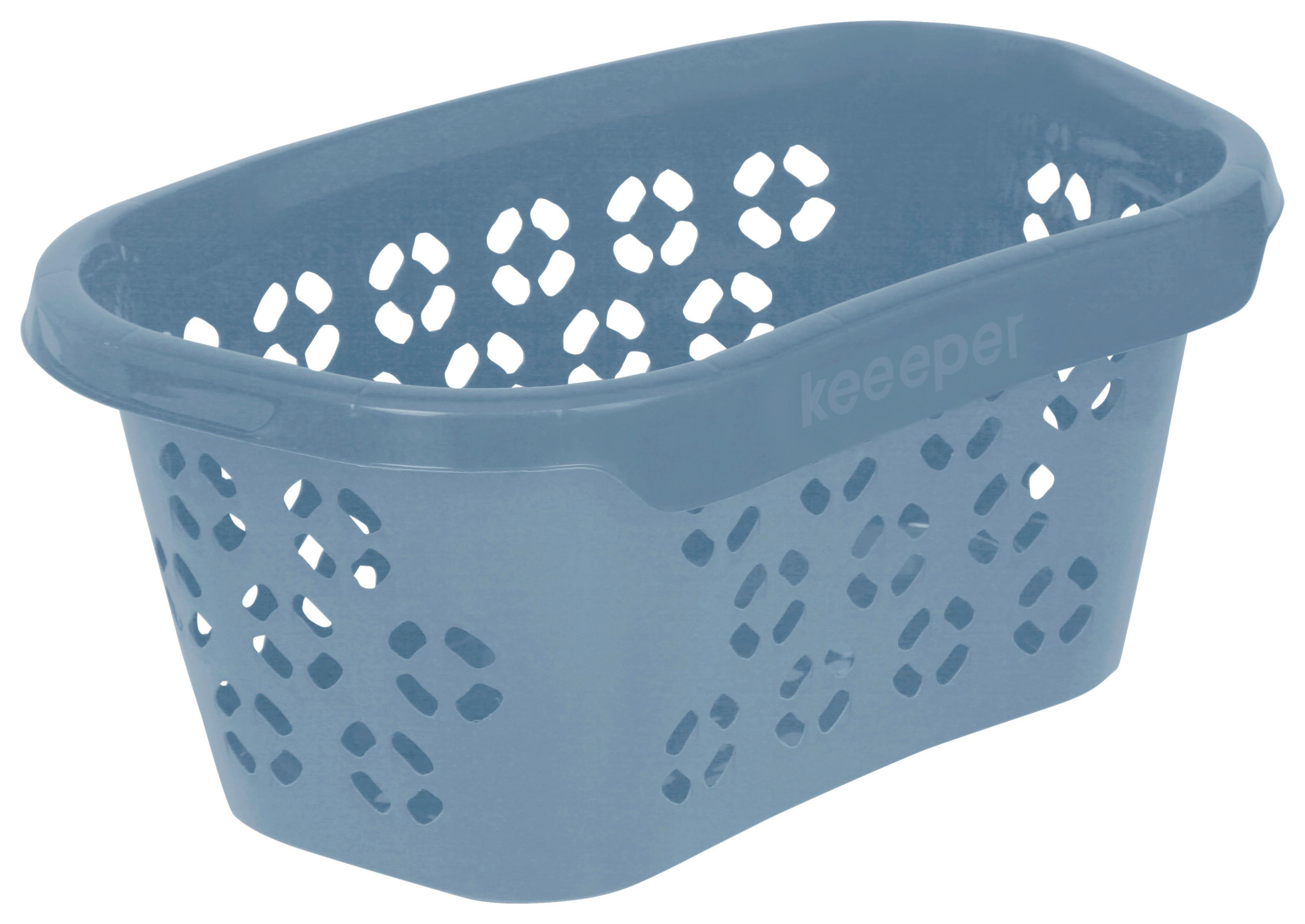 Wäschekorb Anton Blau 57,5x38x26,5 cm - Blau, Basics, Kunststoff (57,5/38/26,5cm)