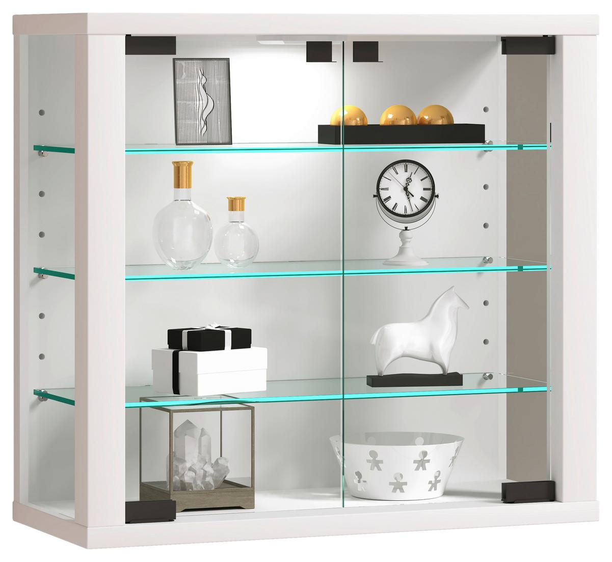 Hängevitrine Vitrosa Weiß B: 43 cm - Weiß, Design, Glas/Holzwerkstoff (43/40/18cm) - MID.YOU