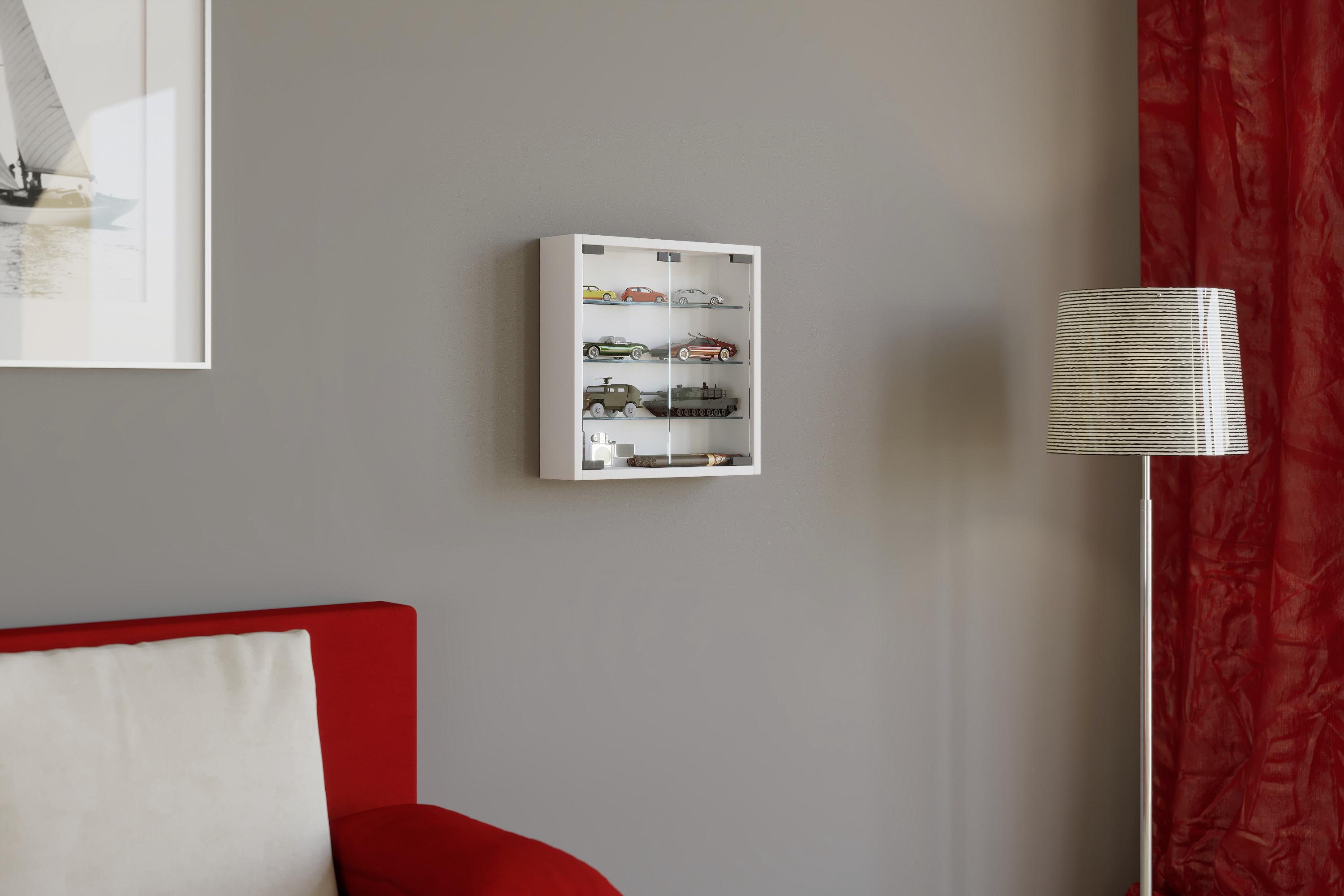 Závesná vitrína Mandosa S š: 40 cm biela - číra/čierna, Konventionell, kompozitné drevo/plast (40/40/10cm) - MID.YOU