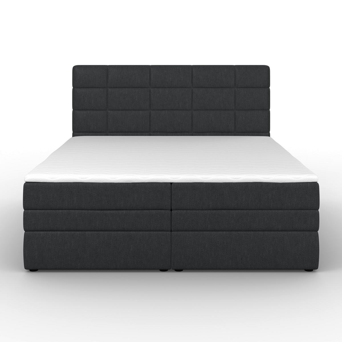 Boxspringová posteľ ARIA 180x200, tmavohnedá - čierna/tmavosivá, Modern, drevo/textil (180/200cm) - Bessagi Home