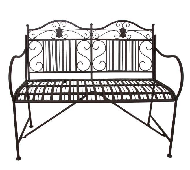 Gartenbank Metall 2-Sitzer Mangan - Schwarz, Basics, Metall (106/91/57cm) - Gardenson