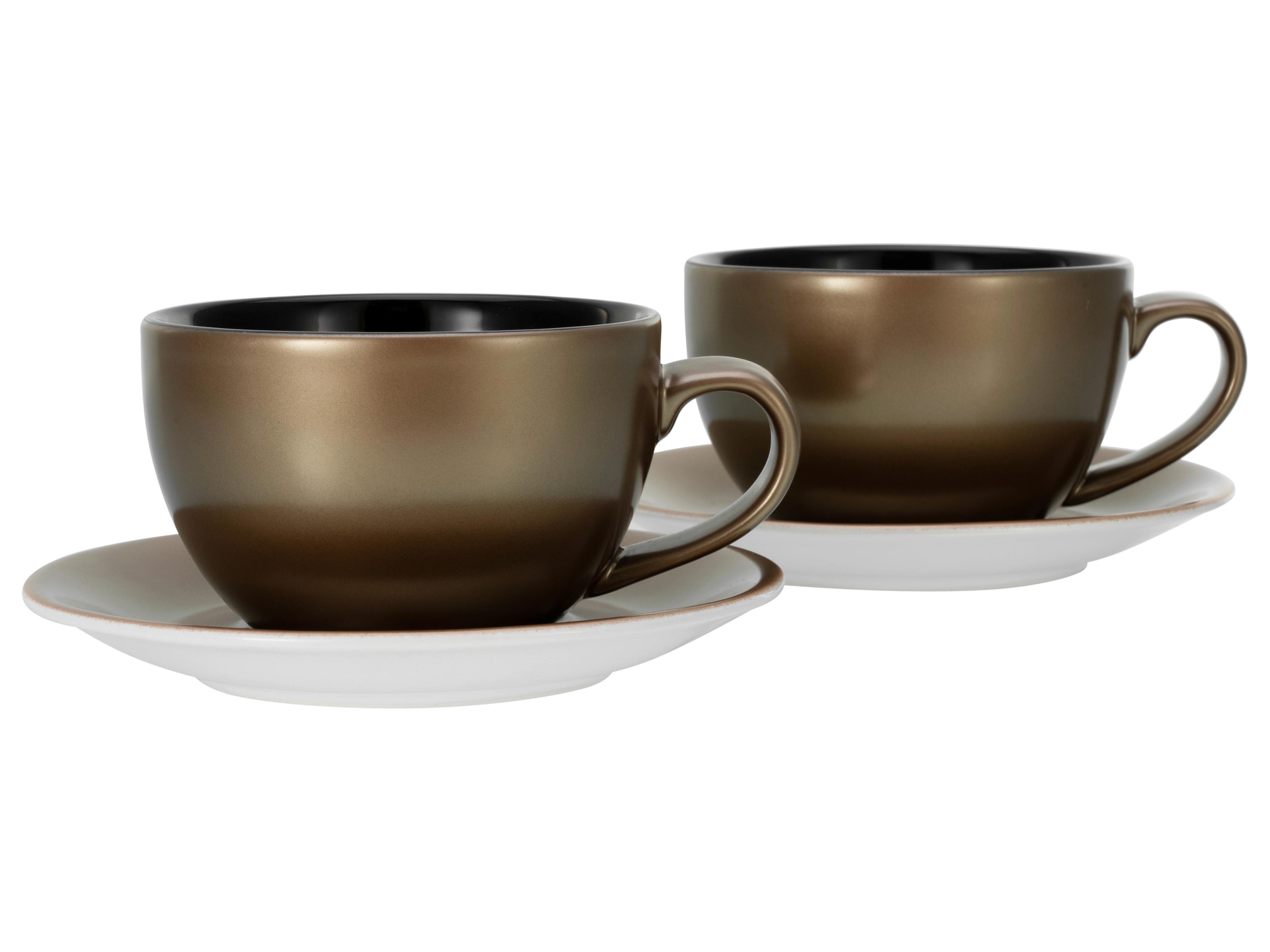 Tassenset Keramik 300 Ml 4 Stk. Goldfarben/schwarz - Goldfarben/Schwarz, Basics, Keramik - Creatable