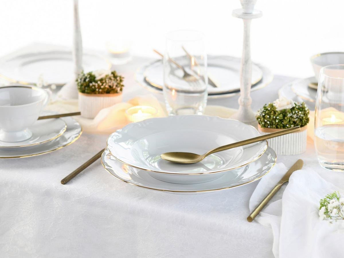 Kombiservice Maria Theresia Weiß, Goldfarben L: 44 cm - Goldfarben/Weiß, Basics, Keramik (44/28/33cm) - Creatable