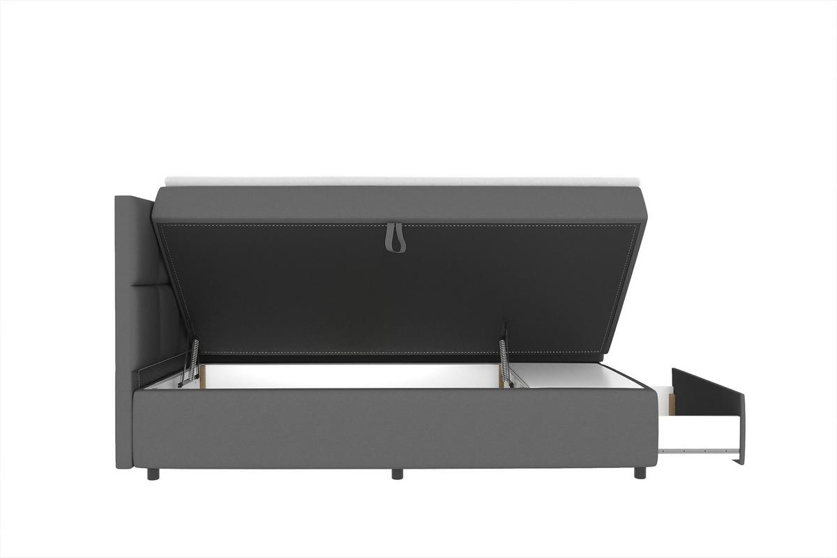 Boxspringbett Garda Mit Topper 160x200 - Anthrazit/Schwarz, KONVENTIONELL, Holzwerkstoff/Textil (160/200cm)