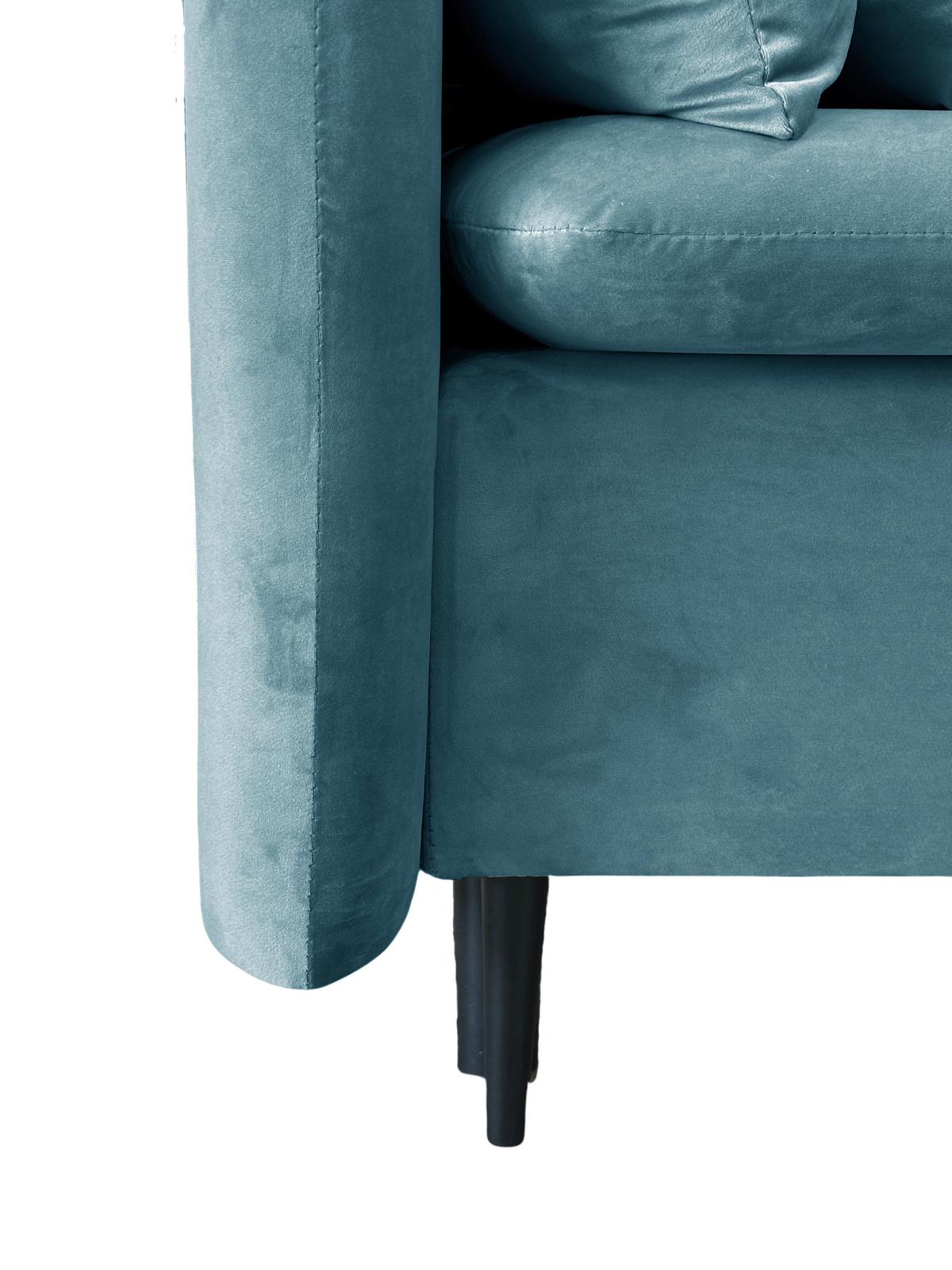 Schlafsofa mit Bettkasten Orlando Blau B: 220 cm - Blau/Schwarz, Design, Textil (220/96/102cm) - MID.YOU