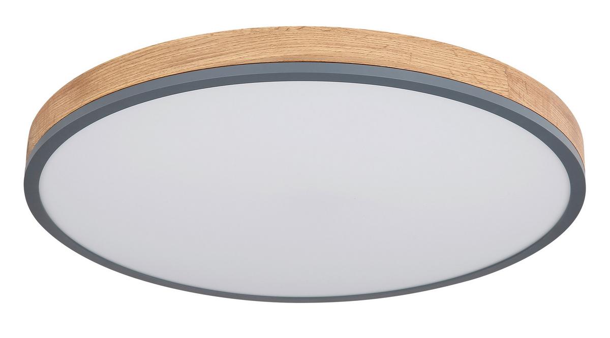 LED-Deckenleuchte Ø 60 cm mit Farbtemperaturenwechsler - Opal/Graphitfarben, Natur, Holzwerkstoff/Kunststoff (60/8,5cm) - Globo