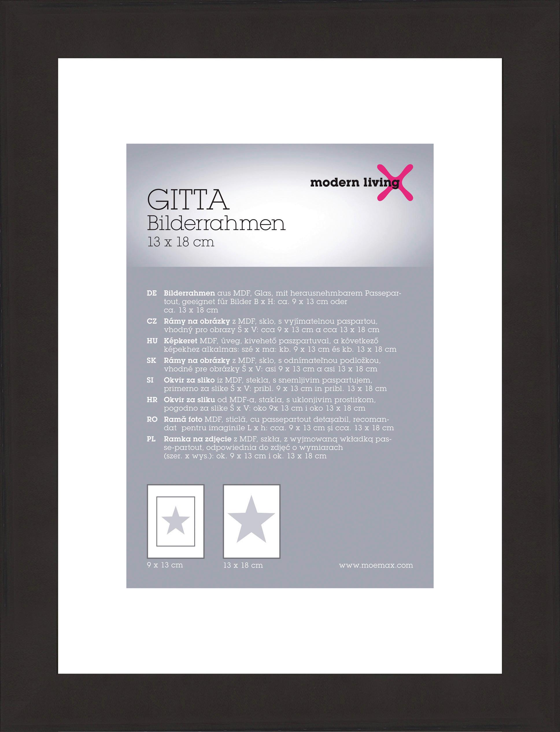 RÁM NA OBRAZY Gitta 13 x 18 cm - čierna, Modern, kompozitné drevo/sklo (13/18cm) - Modern Living