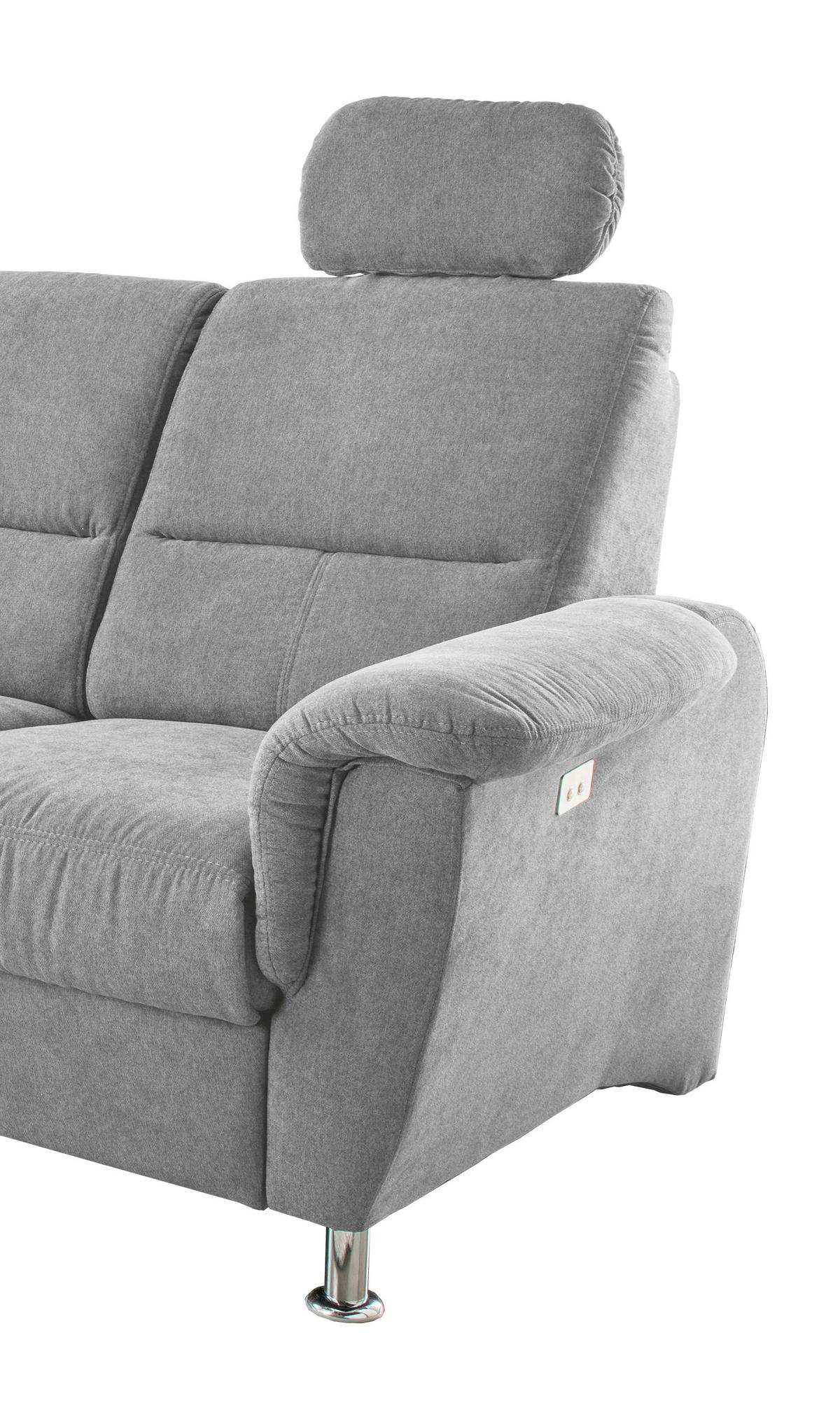 Ecksofa Parole Grau S: 165/292 cm - Chromfarben/Grau, KONVENTIONELL, Textil (165/292cm) - Livetastic