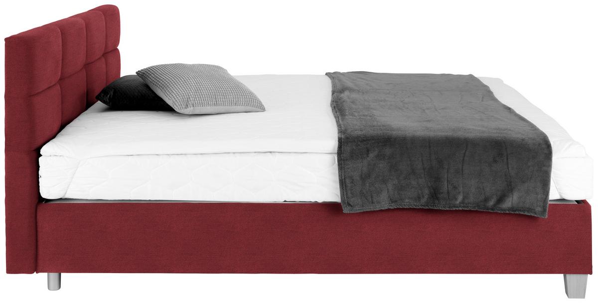 Polsterbett Mit Bettkasten 180x200 Bellagio Kirschrot - Buchefarben/Kirschrot, KONVENTIONELL, Holz/Textil (180/200cm)