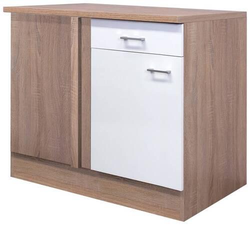Eckunterschrank Samoa B: 110 cm Sonoma Eiche Dekor/Weiß