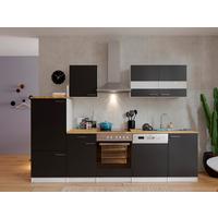 Küchenzeile ohne Geräte B: 280 cm Schwarz/Weiß/Eiche Dekor - Eichefarben/Schwarz, Basics, Holzwerkstoff (280/200/60cm) - Respekta
