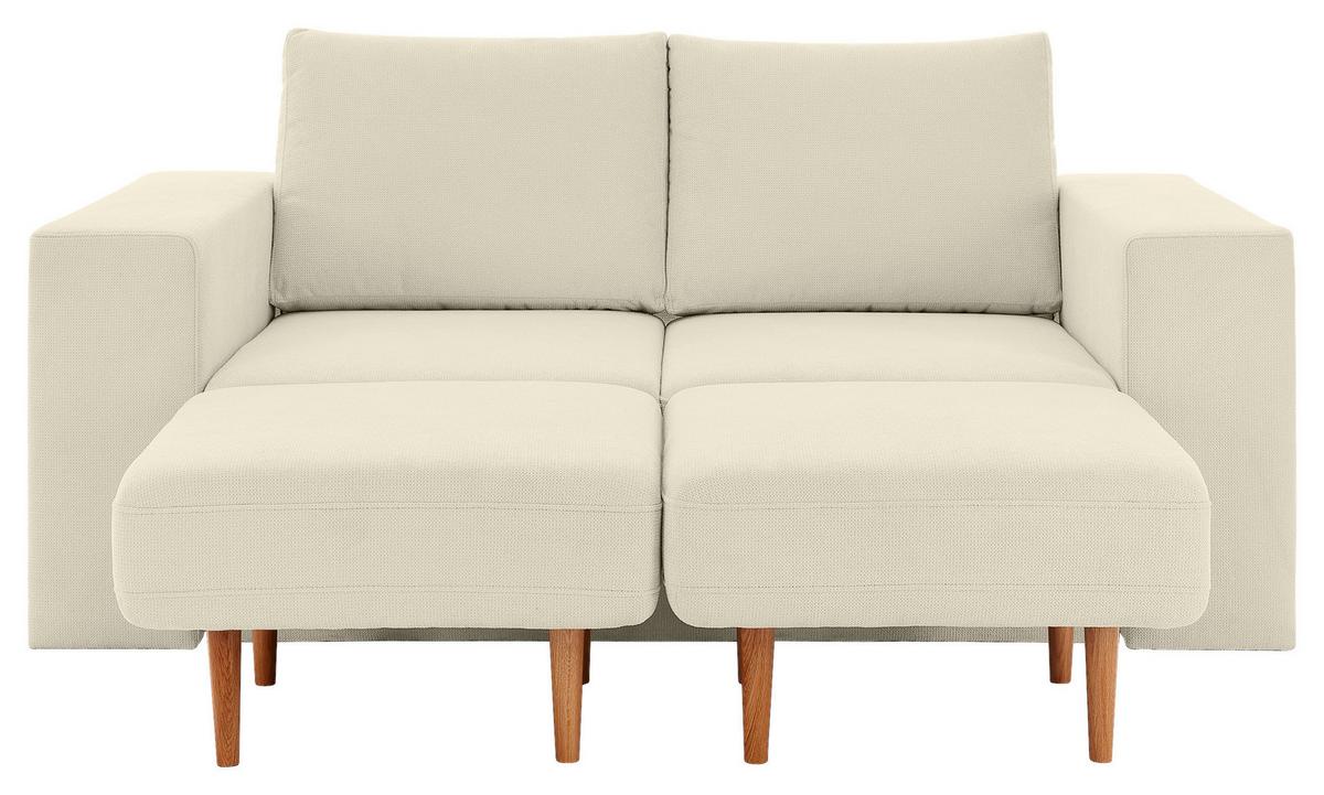 2,5-Sitzer-Sofa Looks Mit Hocker In Creme Beine Eiche - Eichefarben/Creme, Design, Textil (192/96/107cm) - LOOKS by W.Joop