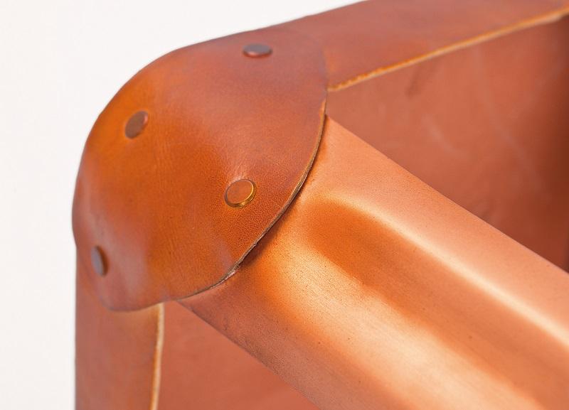 Hocker REEMA aus Naturfaser in brauner Lederoptik 4er-Set Detail