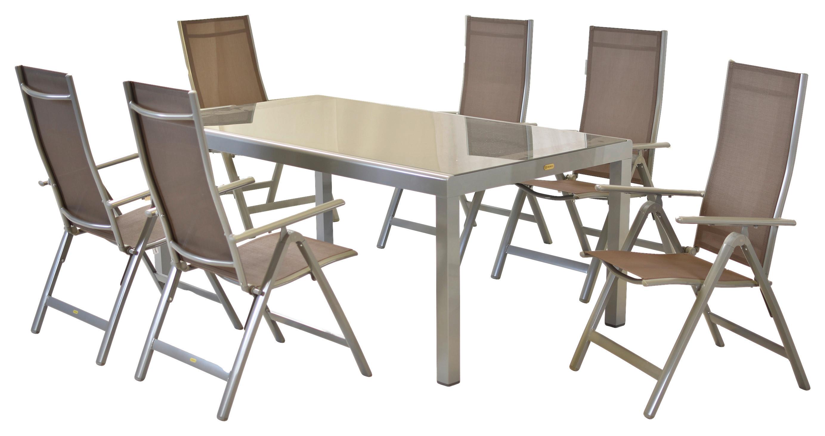 Gartenset Carrara - Taupe/Silberfarben, MODERN, Textil/Metall - Gardenson