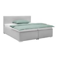Čalúnená posteľ LESIA 200x200cm, poťah sivý - sivá/biela, Konventionell, drevo/textil (200/200cm)