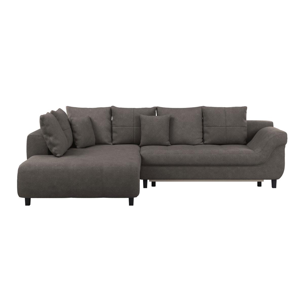 Ecksofa Mendoza - Graubraun/Schwarz, Design, Textil (197/309cm) - Ondega