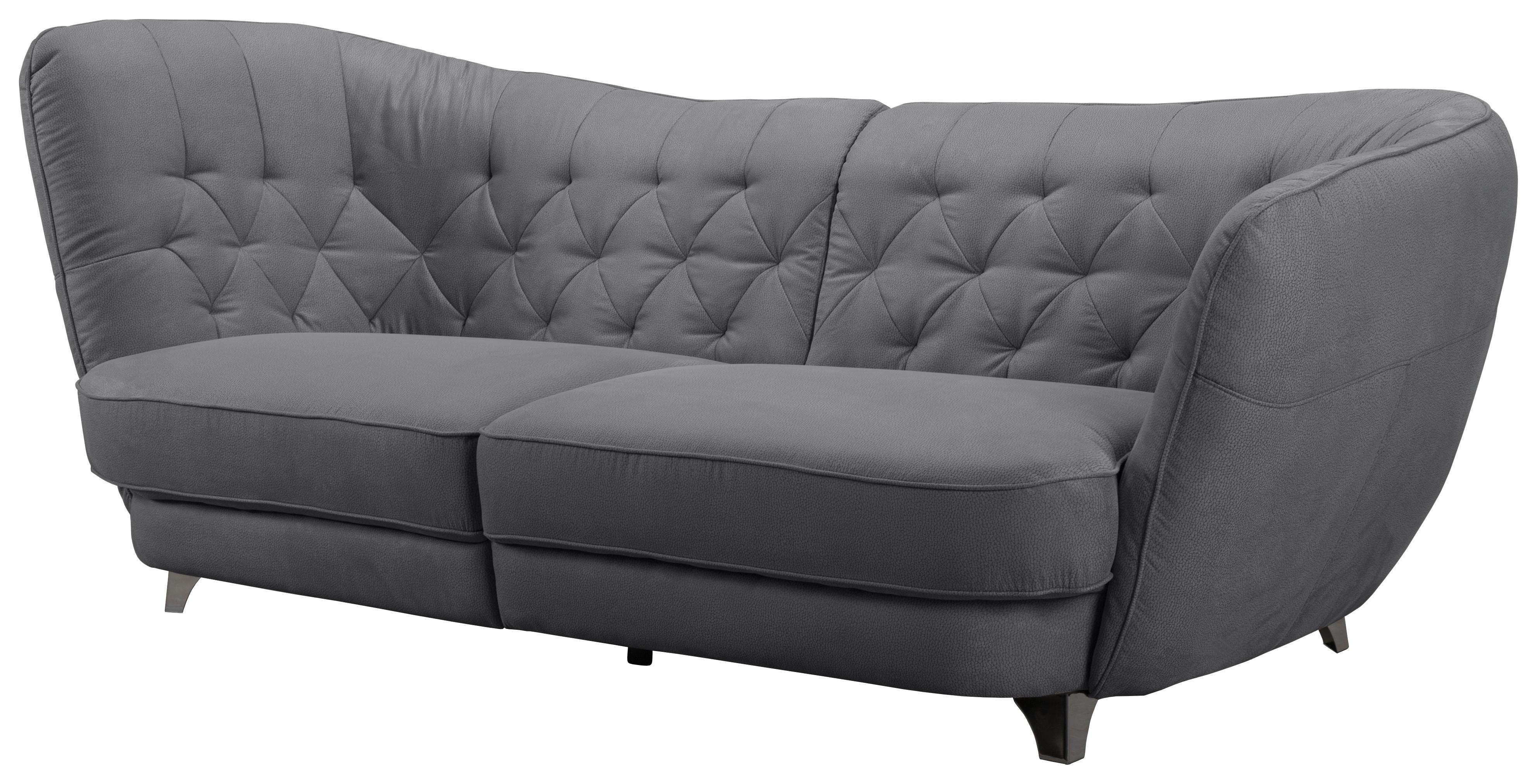 Big Sofa mit Echtem Rücken Retro B: 256 cm Dunkelgrau - Chromfarben/Dunkelgrau, MODERN, Textil (256/85/115cm) - MID.YOU