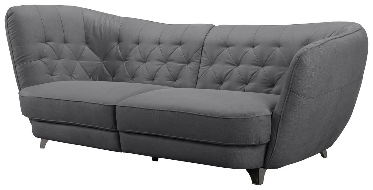 Big Sofa Mit Echtem Rücken Retro B: 256 Cm Dunkelgrau - Chromfarben/Dunkelgrau, MODERN, Textil (256/85/115cm) - MID.YOU