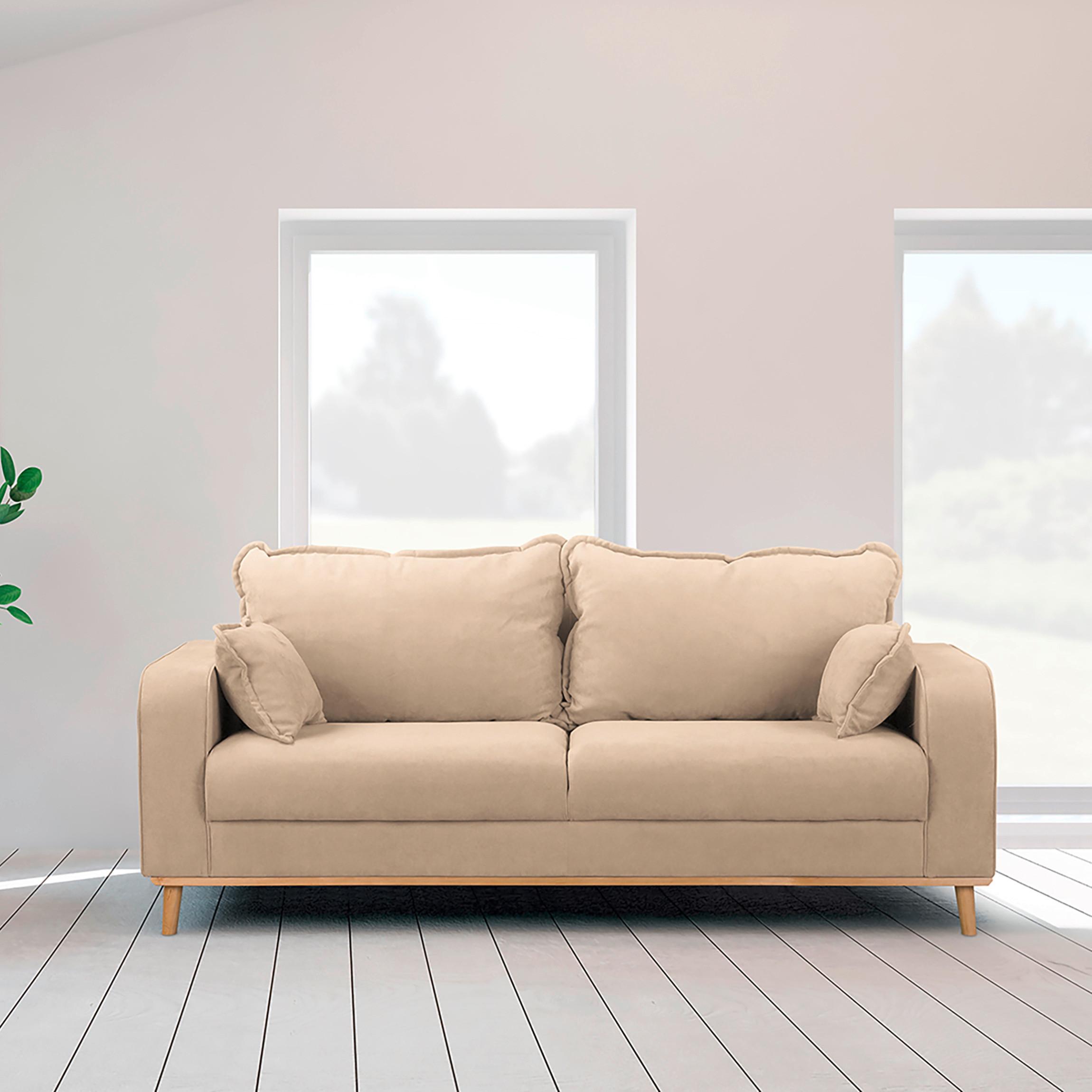 3-sitzer-sofa Beata Beige B: 193 Cm - Wengefarben/Beige, Design, Textil (193/86/87cm) - Livetastic