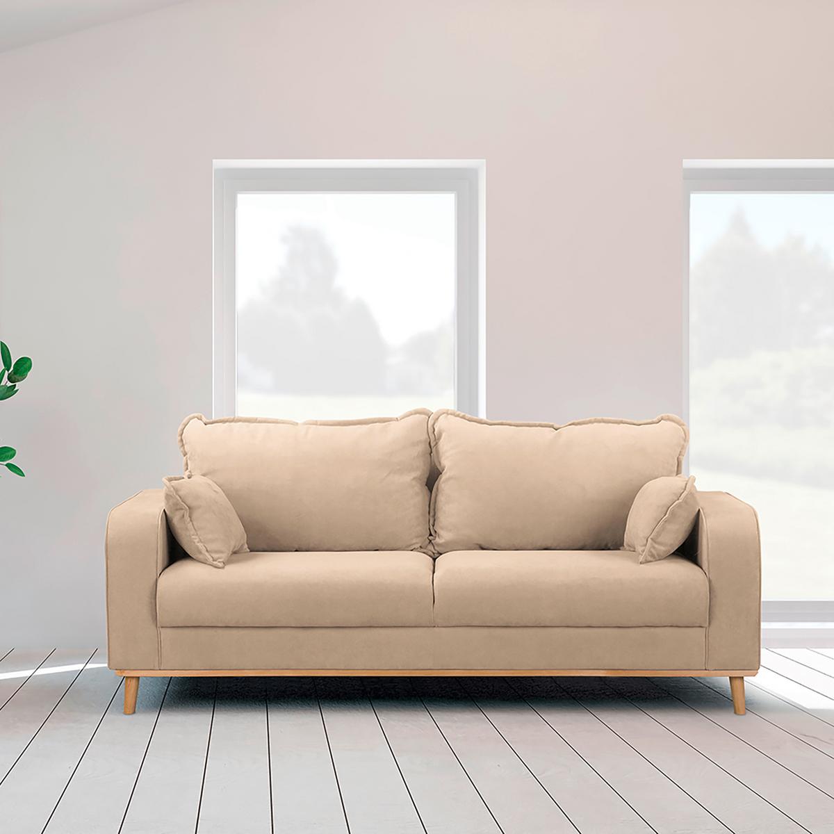 3-sitzer-sofa Beata Beige B: 193 Cm - Wengefarben/Beige, Design, Textil (193/86/87cm) - Livetastic