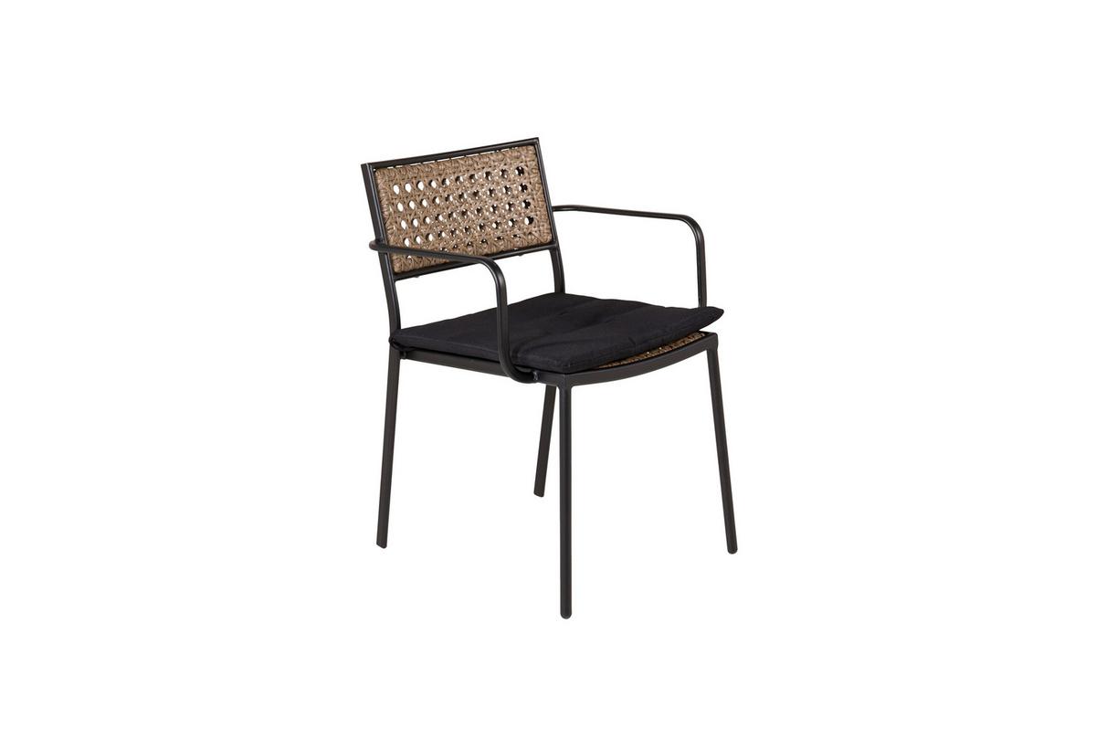 Gartenstuhl-Set Paola Metall, Kunststoff - Schwarz, KONVENTIONELL, Kunststoff/Metall (56/80/59cm) - Gardenson