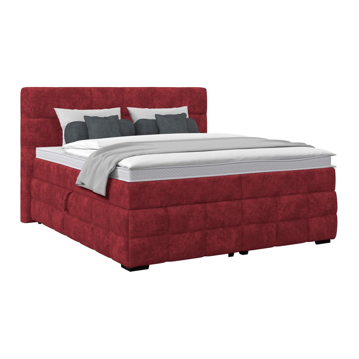 Čalouněná postel VEGA 180x200 cm, vínově červená - černá/vínově červená, Trend, dřevo/textil (180/200cm)