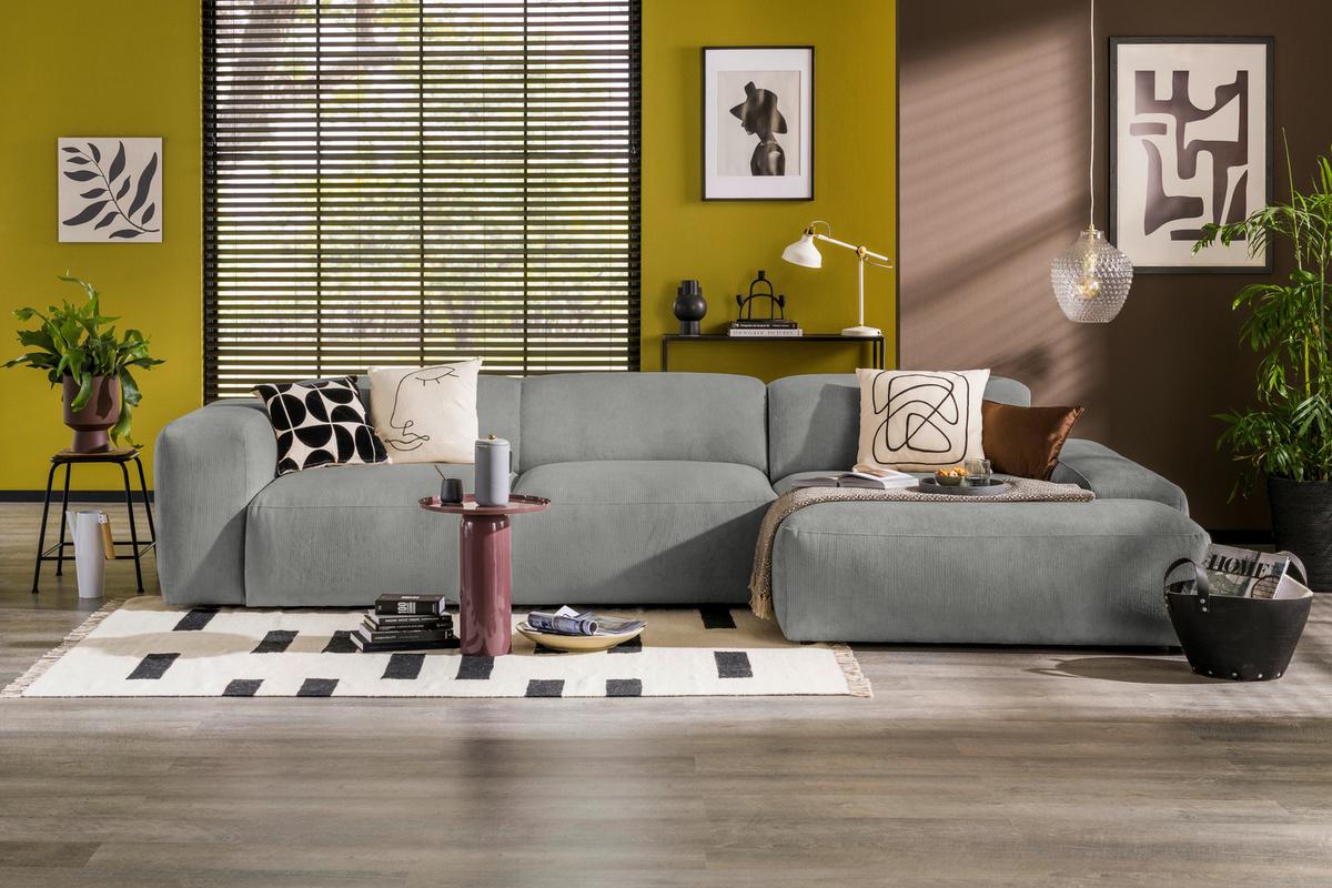 ECKSOFA Hannah Hellgrau 343x170 cm - Hellgrau/Schwarz, Design, Textil (343/170cm) - MID.YOU