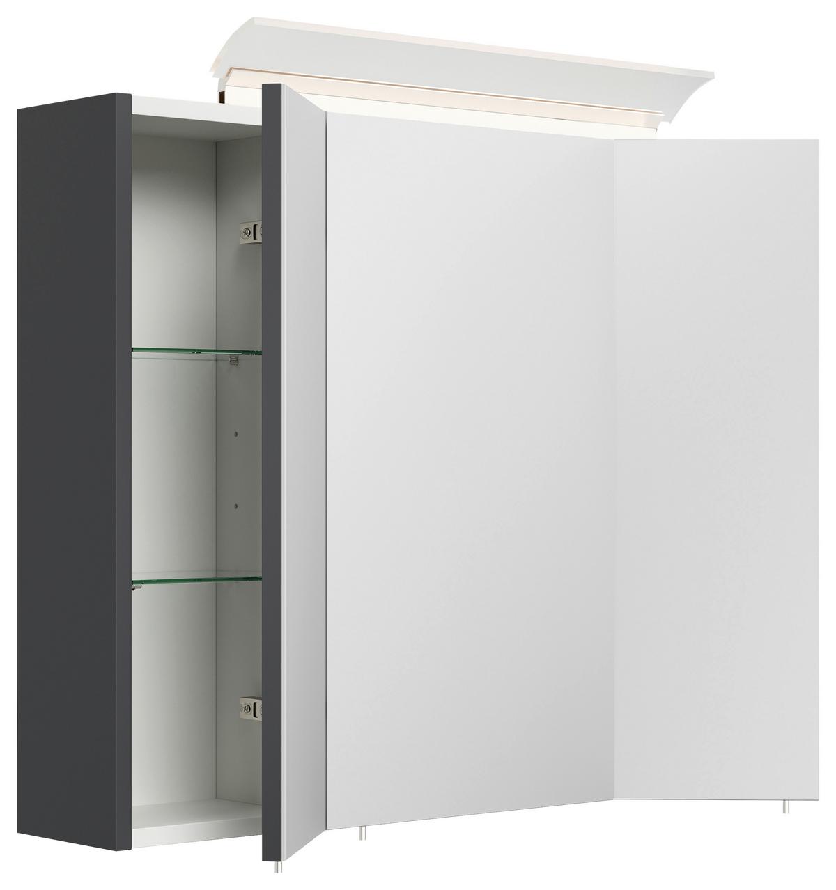 Spiegelschrank Graphitfarben B: 75 cm - Graphitfarben, MODERN, Glas/Holzwerkstoff (75/62/17cm) - MID.YOU