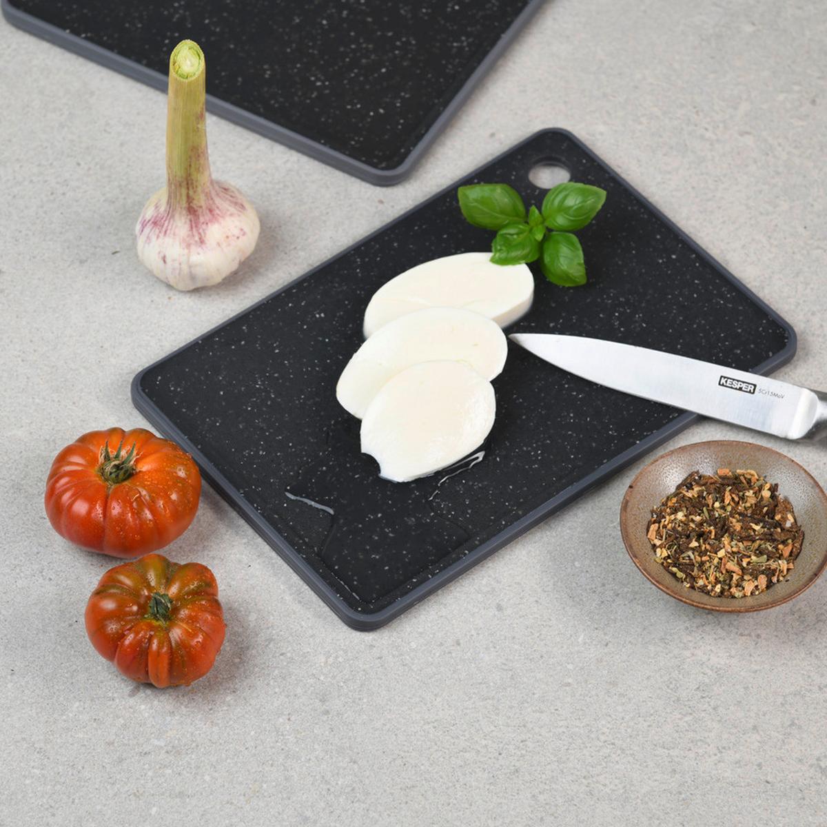 Schneidebrett-Set Schwarz 3-teilig - Schwarz, Basics, Kunststoff - Kesper