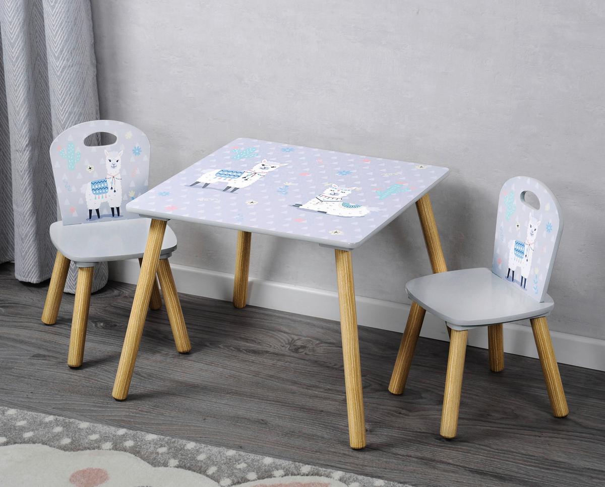 Kindersitzgruppe 3-Tlg. Kiefer Grau/Alpakas - MODERN, Holzwerkstoff - Kesper