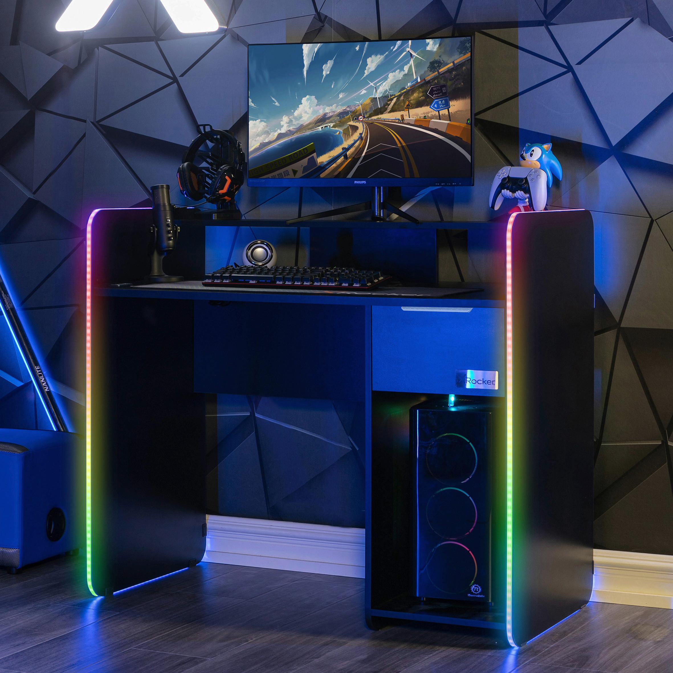 Gamingtisch Electra - Schwarz, MODERN, Holzwerkstoff (110/55/95cm) - X Rocker