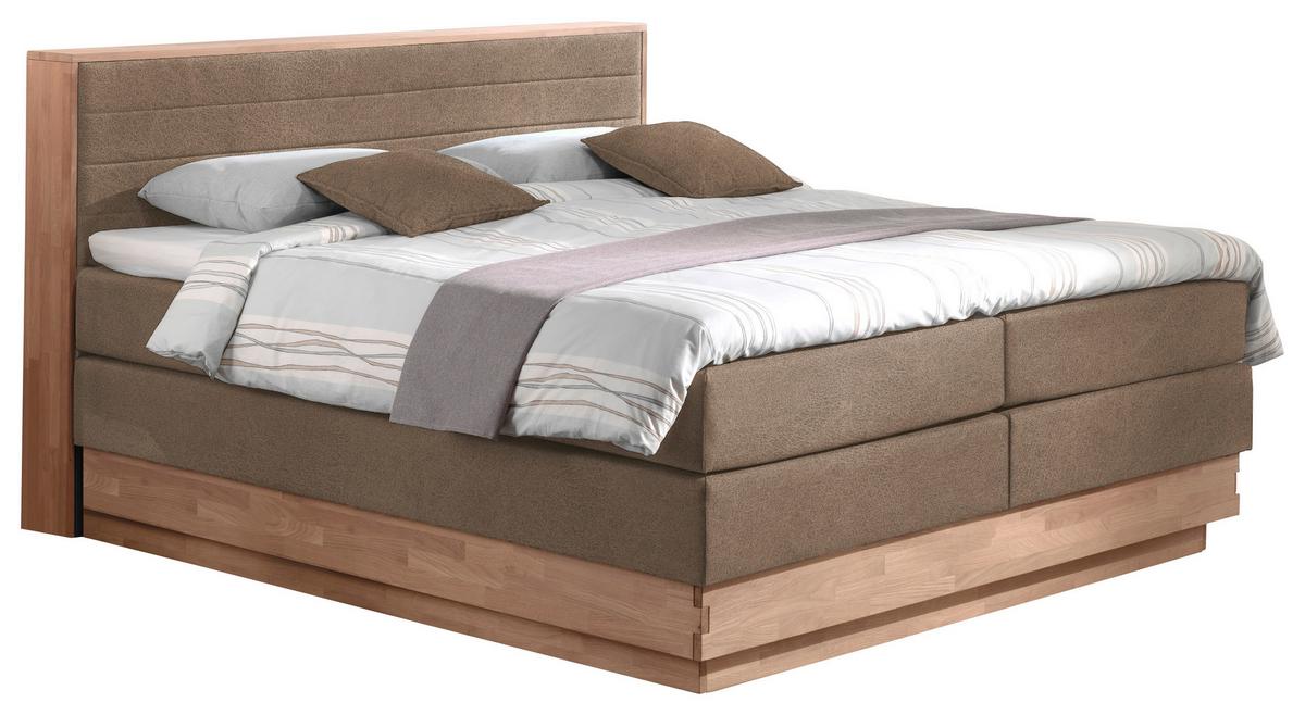 Boxspringbett H2xh2 mit Topper & Bettkasten 160x200 Moneta - Eichefarben/Beige, MODERN, Holz/Textil (160/200cm) - MID.YOU