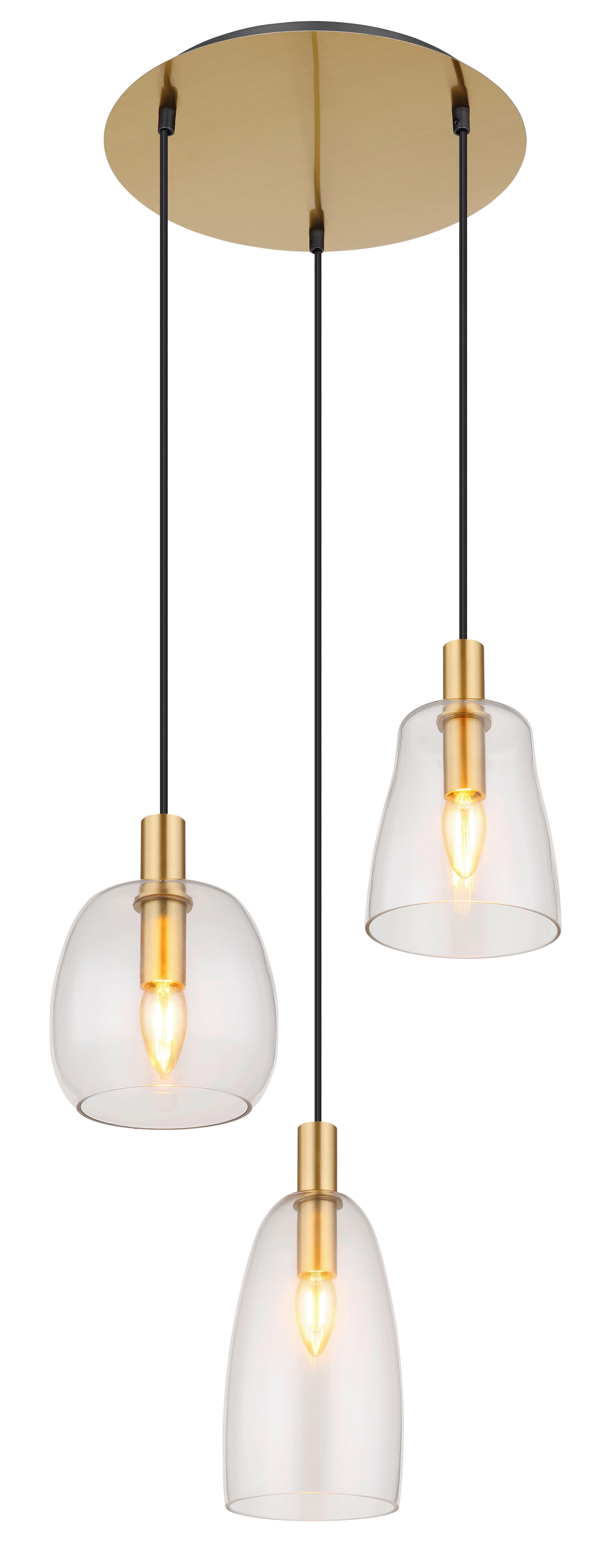 Hängeleuchte 15789-3hm - Messingfarben, KONVENTIONELL, Glas/Metall (43/150cm) - Globo