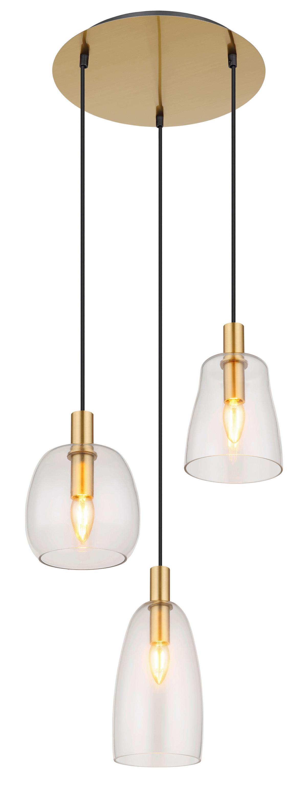 Hängeleuchte 15789-3hm - Messingfarben, KONVENTIONELL, Glas/Metall (43/150cm) - Globo