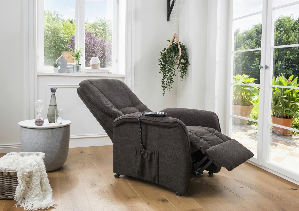 Fernsehsessel Harry Dunkelbraun B: 77 cm - Dunkelgrün/Dunkelbraun, Design, Textil (77/107/88cm) - Livetastic