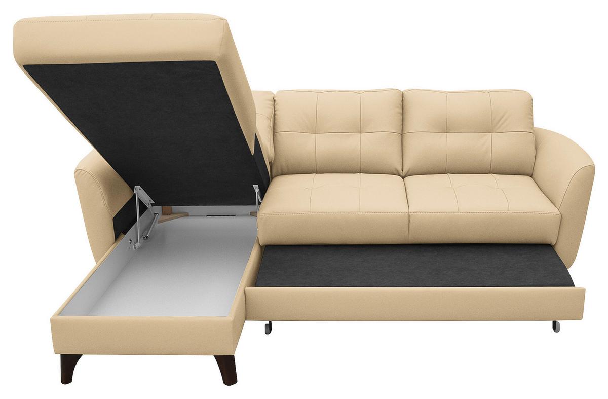 Ecksofa Nordic Beige S: 168x238 cm - Beige/Buchefarben, Design, Leder/Textil (168/238cm) - Livetastic