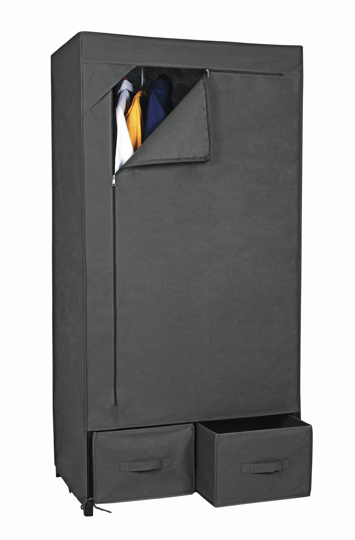 Stoffschrank mit Metallgestell B: 80 cm Ritsch-Ratsch, Grau - Dunkelgrau, MODERN, Textil/Metall (80/160/50cm)