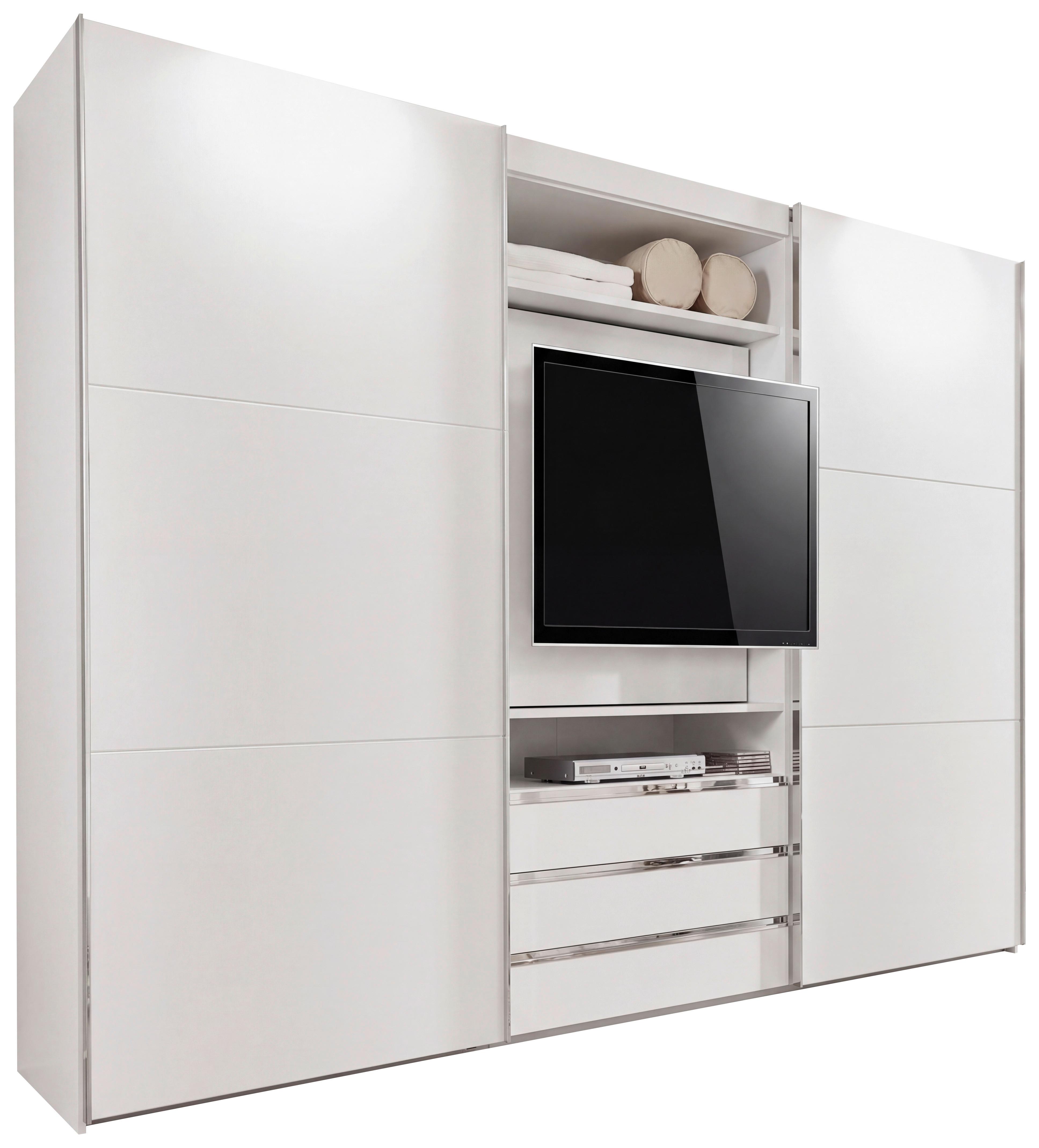 SKŘÍŇ S POSOUVACÍMI DVEŘMI MAGICGLAS bílá - bílá/barvy nerez oceli, Moderní, kov/kompozitní dřevo (300/216/65cm) - MID.YOU