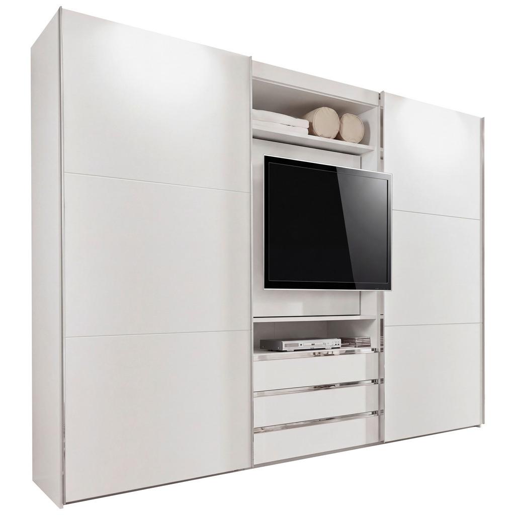 Schwebetürenschrank mit Laden 300cm Magicglas, Weiß