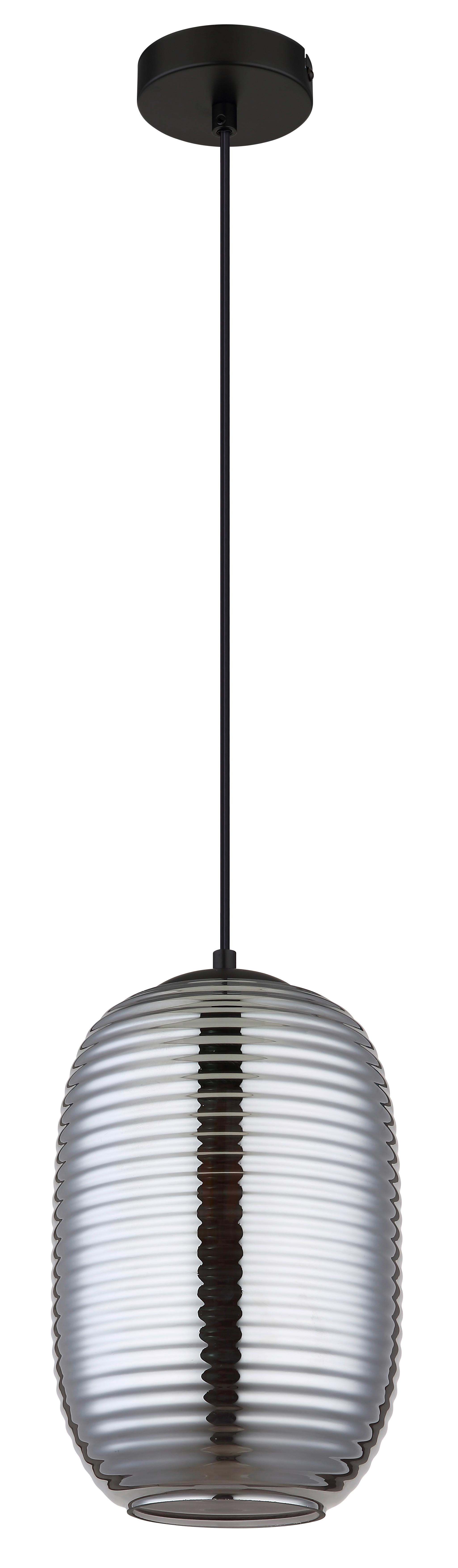 Hängeleuchte Jefrey Grau Schwarz D: 20 cm - Schwarz/Grau, Basics, Glas/Kunststoff (20/120cm) - Globo