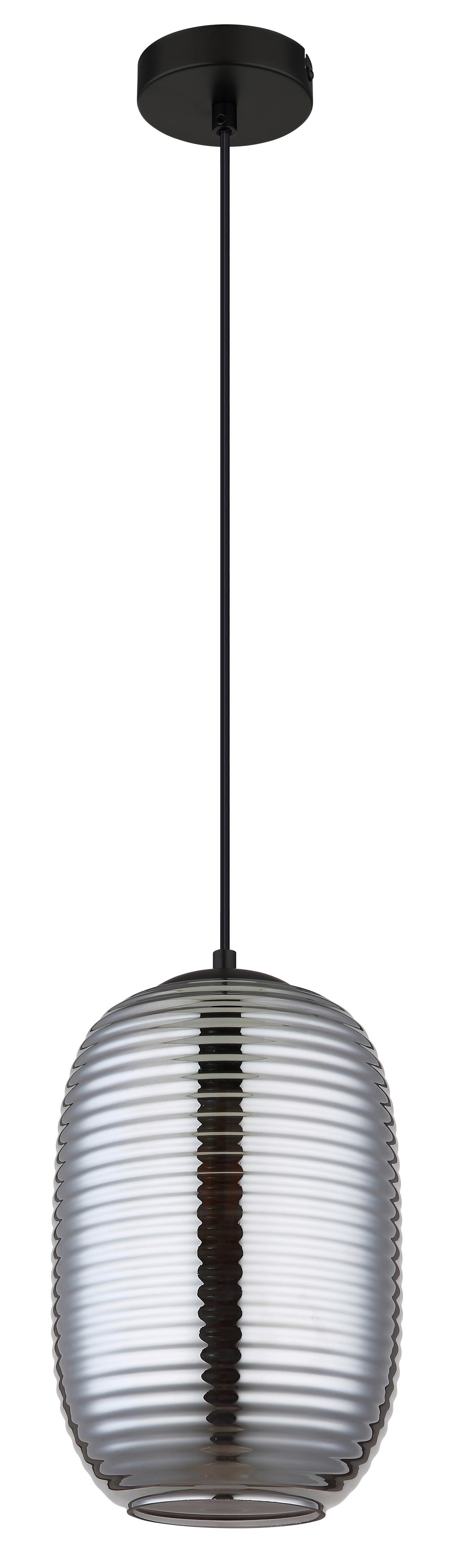 Hängeleuchte Jefrey Grau Schwarz D: 20 cm - Schwarz/Grau, Basics, Glas/Kunststoff (20/120cm) - Globo