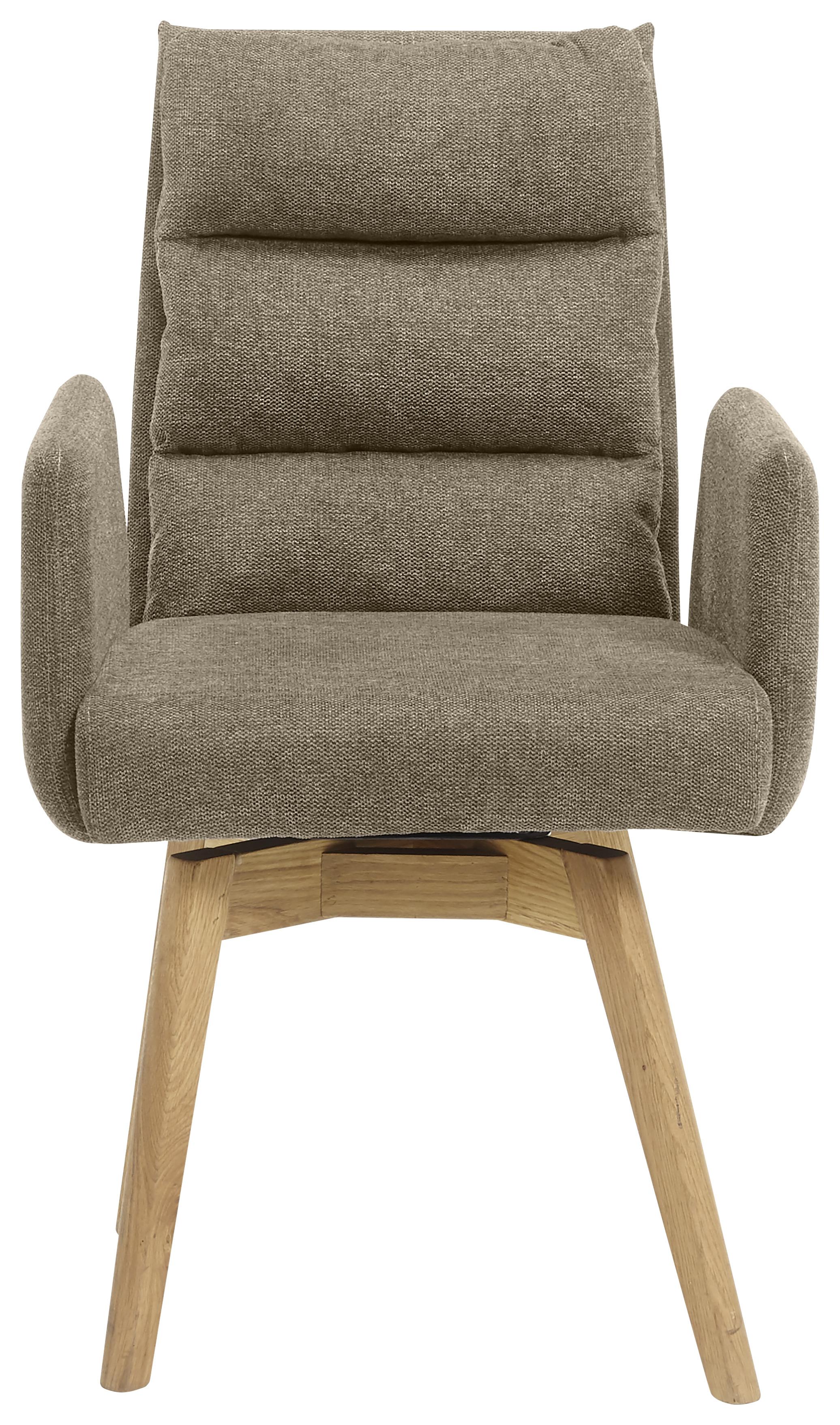 Armlehnstuhl Kampala Cappuccino Gepolstert - Eichefarben/Cappuccino, Basics, Holz/Textil (60/92/65cm) - MID.YOU
